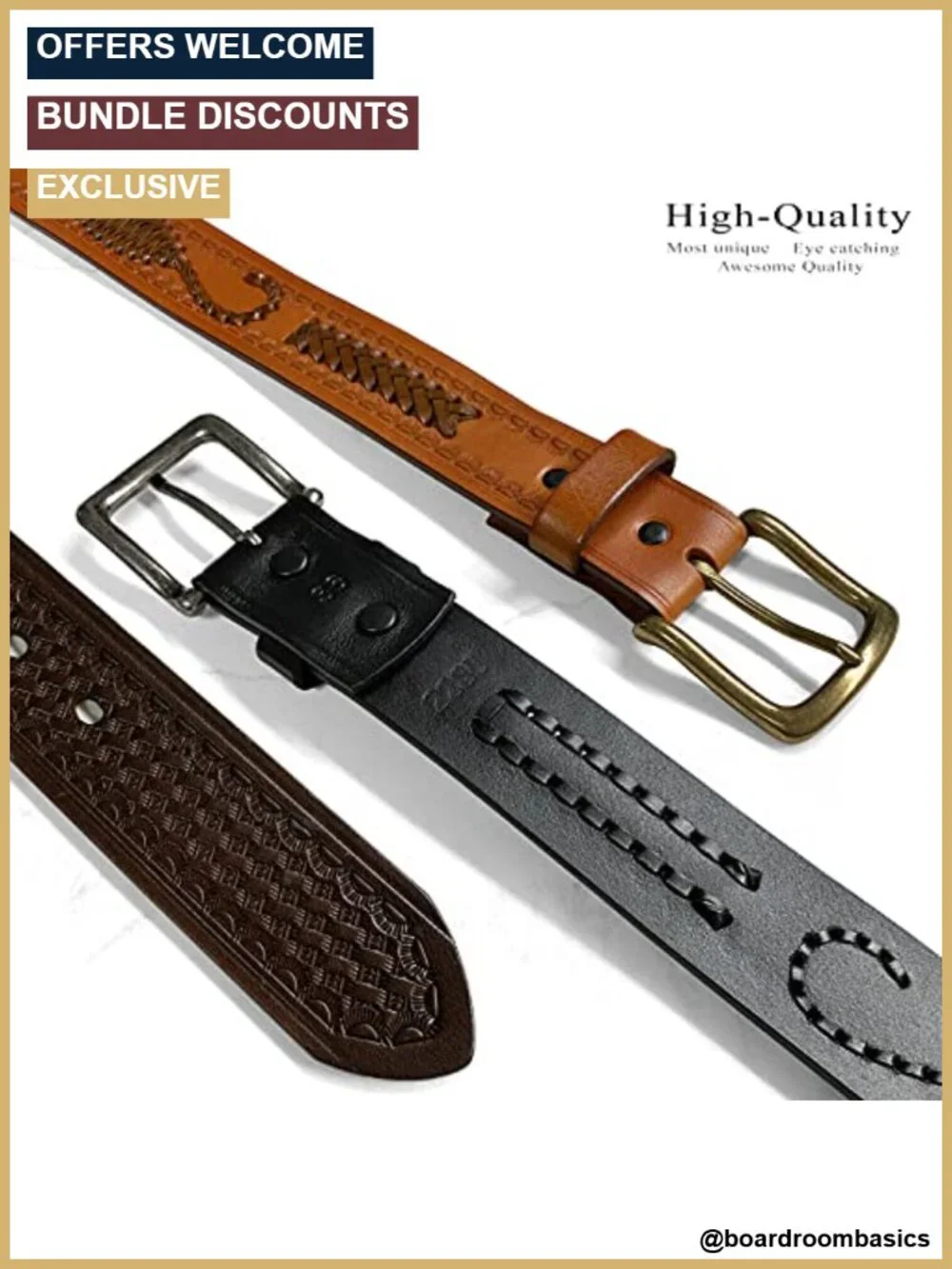 Genuine Leather Western Hand-Braided Belt 1.5